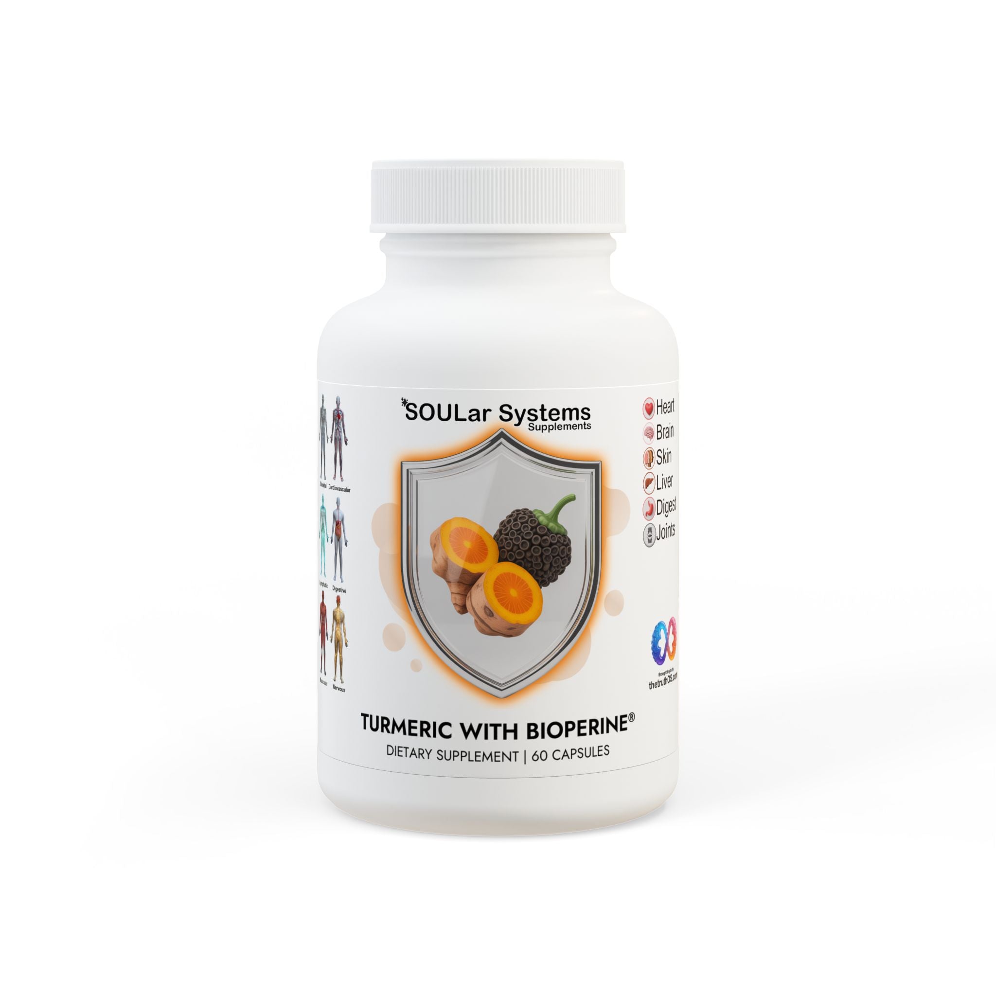 Turmeric with BioPerine® (Black Pepper Fruit Extract) Supplement (60 Capsules)